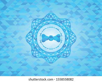 bow tie icon inside sky blue mosaic emblem