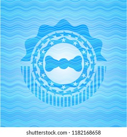 bow tie icon inside water concept style badge.