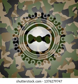 bow tie icon on camo pattern