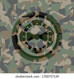bow tie icon on camo pattern