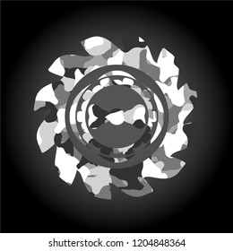 bow tie icon on grey camouflaged texture