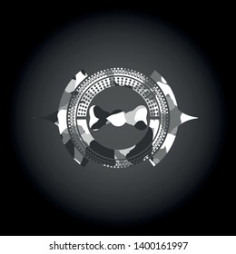 bow tie icon on grey camouflaged pattern