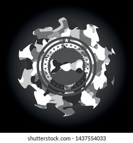 bow tie icon on grey camo texture