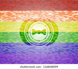 bow tie icon on mosaic background with the colors of the LGBT flag
