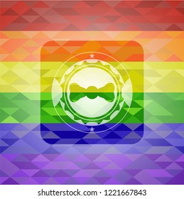 bow tie icon on mosaic background with the colors of the LGBT flag