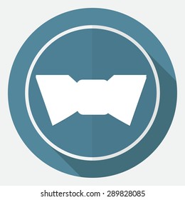 bow tie icon on white circle with a long shadow