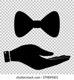 Bow Tie icon. Save or protect symbol by hand
