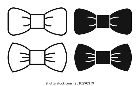 Bow Tie icon set. Butterfly necktie vector symbols and bowtie ribbon line signs