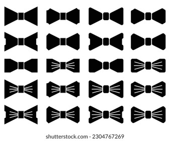 bow tie icon set, silhouette flat design. vector for father's day, app, web, button, internet.