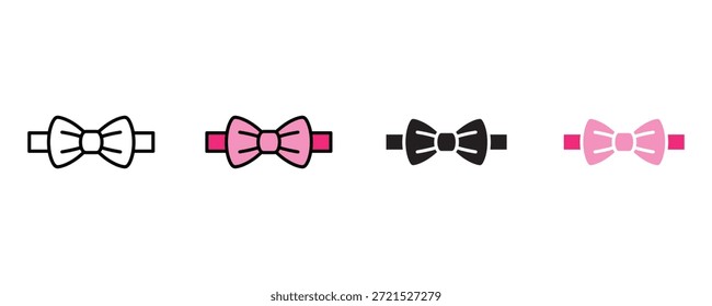 Bow tie icon set vector on white background. fashion, accessory, clothing, design symbol. vector illustration.