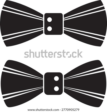 Bow tie icon silhouette vector set, formal accessory, fashion symbol, elegant attire element.