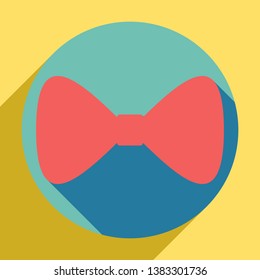 Bow Tie icon. Sunset orange icon with llapis lazuli shadow inside medium aquamarine circle with different goldenrod shadow at royal yellow background.