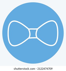 Bow Tie Icon in trendy blue eyes style isolated on soft blue background