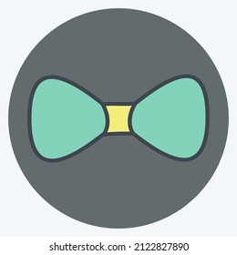 Bow Tie Icon in trendy color mate style isolated on soft blue background