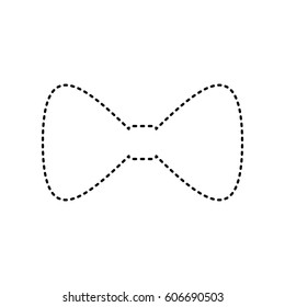 Bow Tie icon. Vector. Black dashed icon on white background. Isolated.