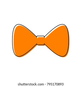 Bow Tie icon. Vector. Black line icon with shifted flat orange filled icon on white background. Isolated.