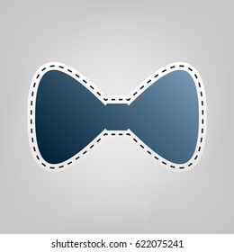 Bow Tie icon. Vector. Blue icon with outline for cutting out at gray background.