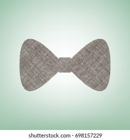 Bow Tie icon. Vector. Brown flax icon on green background with light spot at the center.