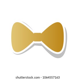 Bow Tie icon. Vector. Golden gradient icon with white contour and rotated gray shadow at white background.