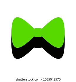 Bow Tie icon. Vector. Green 3d icon with black side on white background. Isolated.