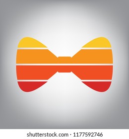 Bow Tie icon. Vector. Horizontally sliced icon with colors from sunny gradient in gray background.