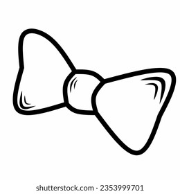 Bow Tie Icon vector illustration In Black Line Art.