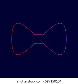 Bow Tie icon. Vector. Line icon with gradient from red to violet colors on dark blue background.