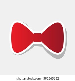 Bow Tie icon. Vector. New year reddish icon with outside stroke and gray shadow on light gray background.