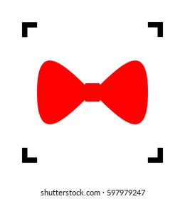 Bow Tie icon. Vector. Red icon inside black focus corners on white background. Isolated.