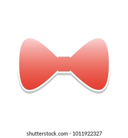 Bow Tie icon. Vector. Reddish icon with white and gray shadow on white background. Isolated.