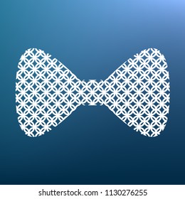 Bow Tie icon. Vector. White textured icon at lapis lazuli gradient background.