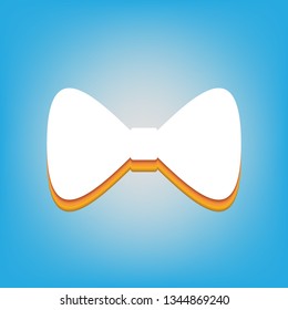 Bow Tie icon. Vector. White icon with 3d warm-colored gradient body at sky blue background.