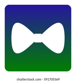 Bow Tie icon. Vector. White icon at green-blue gradient square with rounded corners on white background. Isolated.