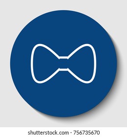 Bow Tie icon. Vector. White contour icon in dark cerulean circle at white background. Isolated.