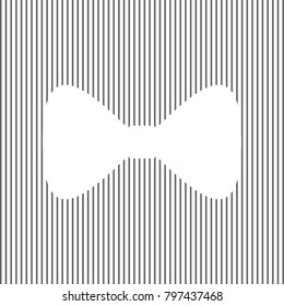 Bow Tie icon. Vector. White icon on grayish striped background. Optical illusion.