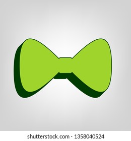 Bow Tie icon. Vector. Yellow green solid icon with dark green external body at light colored background.