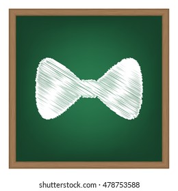 Bow Tie icon. White chalk effect on green school board.