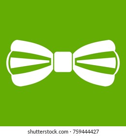 Bow tie icon white isolated on green background. Vector illustration