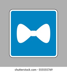 Bow Tie icon. White icon on blue sign as background.