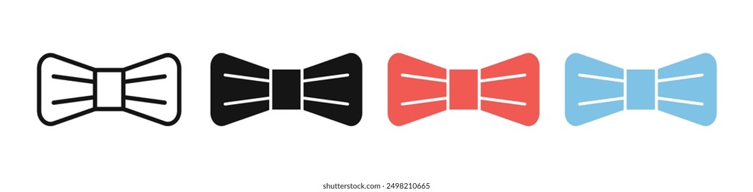 Bow Tie Iconicon vector collection in outlined and solid style