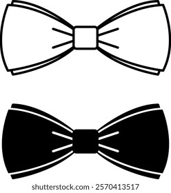 Bow Tie Icons. Black and White Vector Illustration. A Bow That Is Tied Around the Neck Over a Shirt. Accessory. Fashion Concept