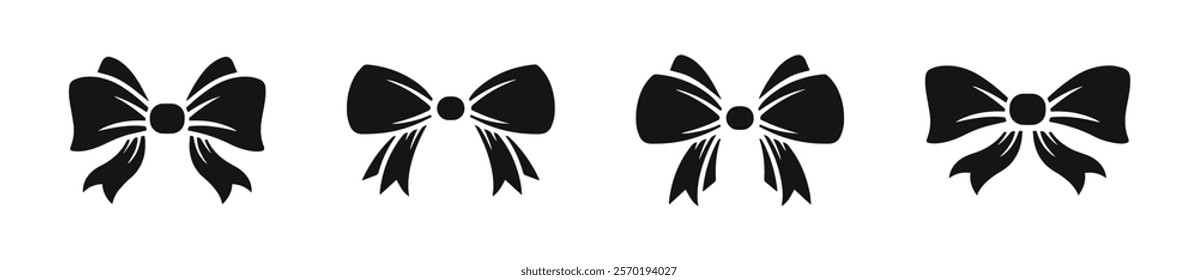 Bow tie icons in flat style. Simple formal accessory symbols