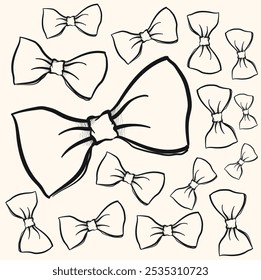 Bow tie With illustration style doodle and line art