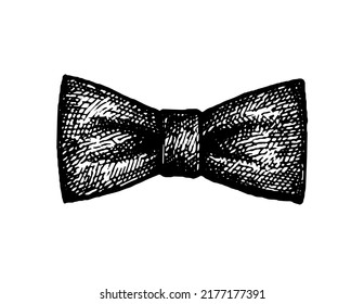 Bow tie. Ink sketch isolated on white background. Hand drawn vector illustration. Retro style.