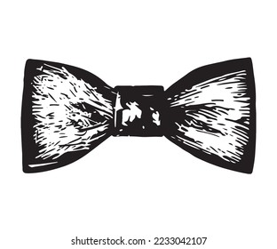 Bow tie. Ink sketch isolated on white background. Hand drawn vector illustration. Vintage style stroke drawing.