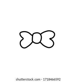 Bow tie isolated on a white background. Signature Icon. Vector outline illustration. Can be used as icon or symbol. Decor element. Hand drawn black sketch.