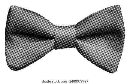 bow tie isolated on white background classic butterfly shape gentleman’s stylish accessory for formal occasion fashionable ensemble retro halftone grunge black dotted texture cutout collage element