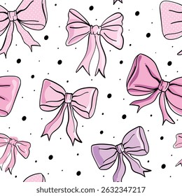 Bow tie knot ribbon. Seamless pattern repeating texture background. Vector illustration design for fashion, fabrics, posters, graphics, textile, prints, wallpapers.