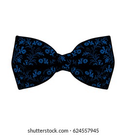 Bow tie. Lapis Blue and black color. Vector illustration