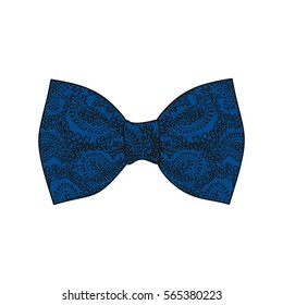 Bow tie. Lapis Blue color. Vector illustration